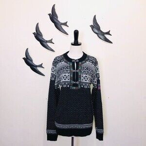 NORWear Wool Blend Icelandic Fair Isle Sweater  - Size S